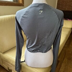 Gymshark Breeze Lightweight Seamless Long Sleeve Crop Top Grey XS